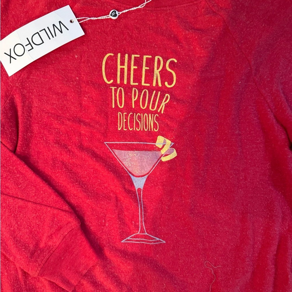 Wildfox Red Crew Neck Sweater Cheers Graphic - Picture 2 of 4